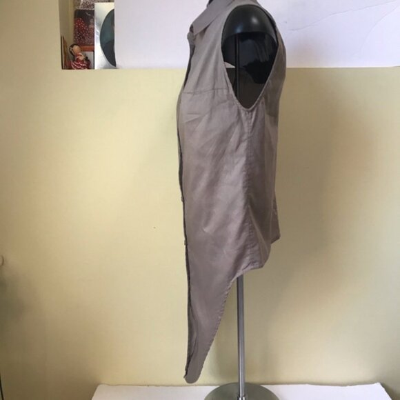 HELMUT LANG Tie Front Sleeveless Cotton Button Up Shirt Top Minimalist Neutral S - Picture 7 of 14